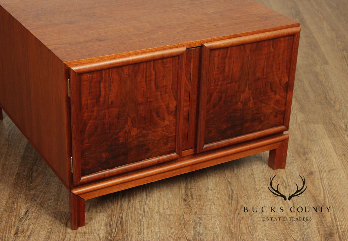 Brown Saltman Mid-Century Modern Walnut Cube Cabinet Coffee Table