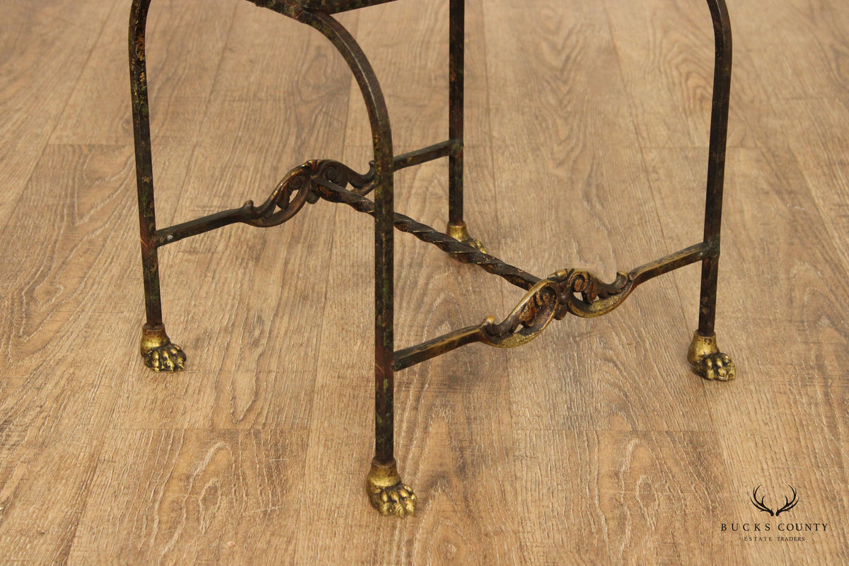 Oscar Bach Attributed Tudor Revival Style Bronze and  Iron Side Chair