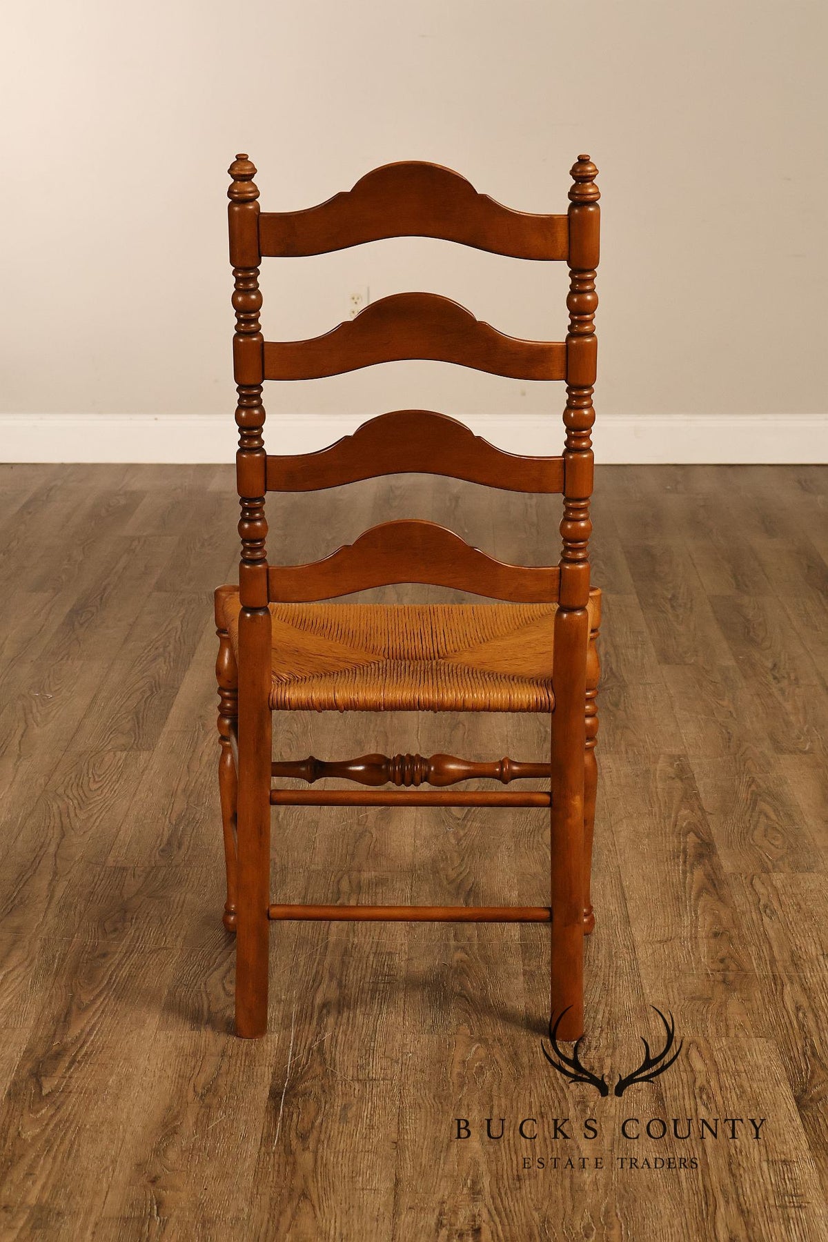 Vintage Set Of 12 Maple Rush Seat Ladderback Dining Chairs