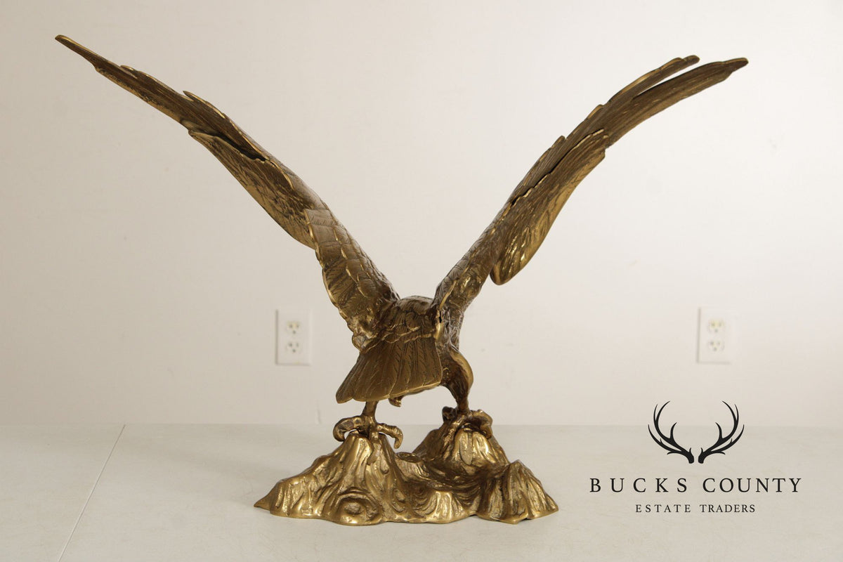 Large Vintage Brass Eagle Statue