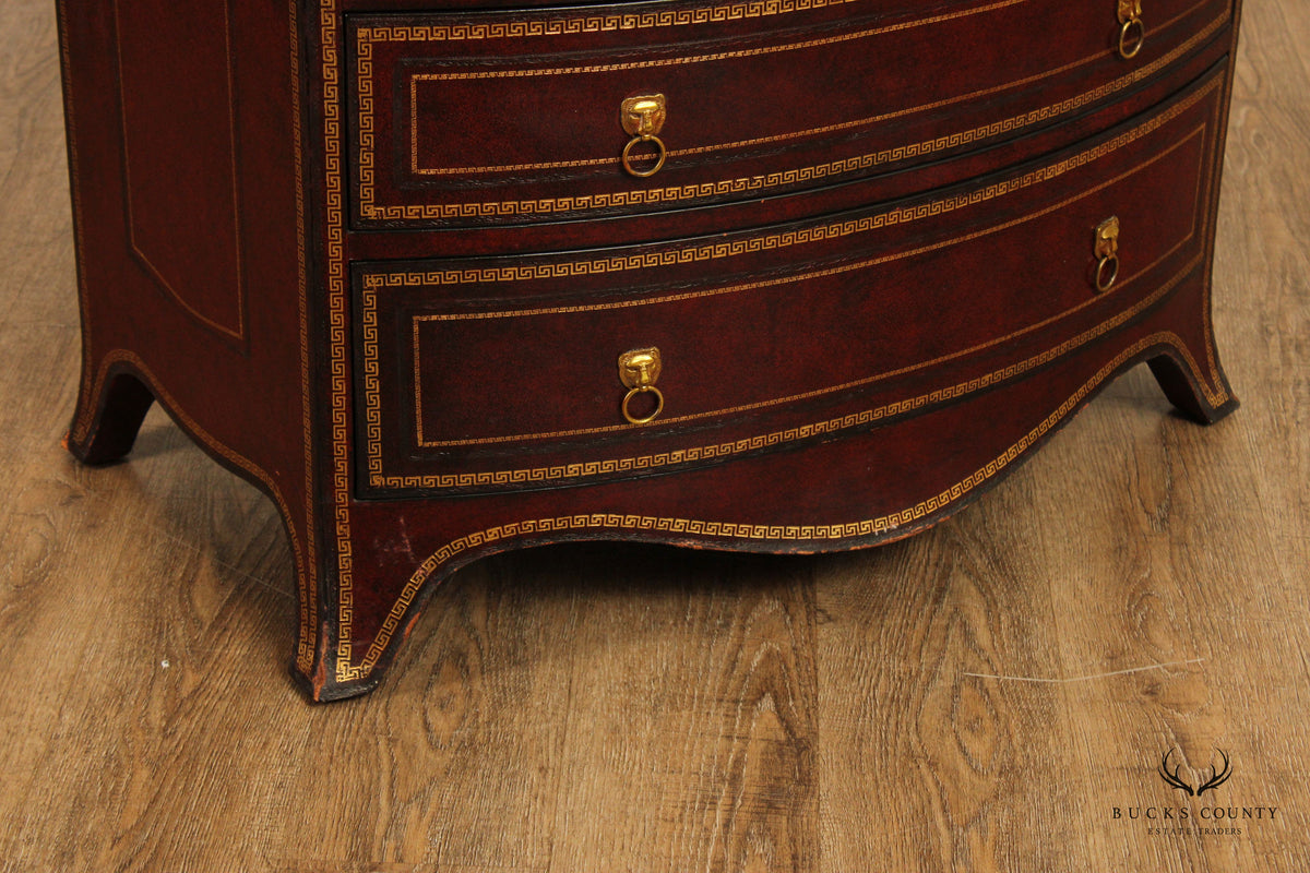 Maitland-Smith Leather Wrapped Bow Front Bachelor's Chest