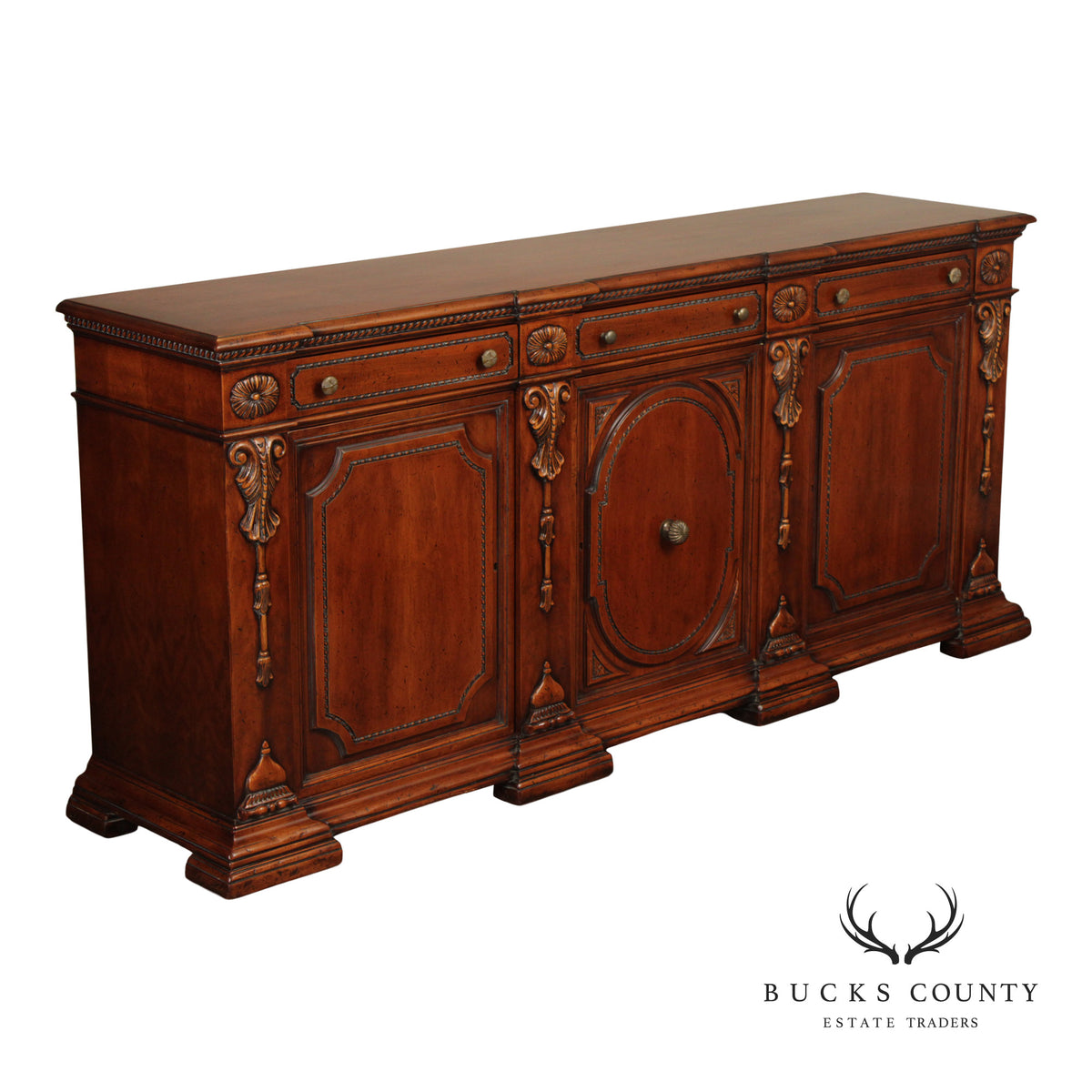 Francesco Molon XVI Century Style Walnut Carved Sideboard