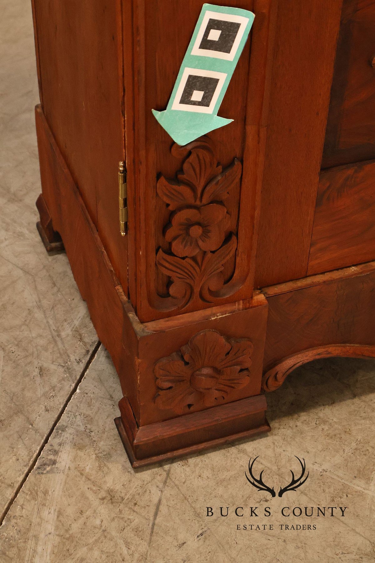 Antique Victorian Renaissance Revival Mahogany Large Two Door Bookcase