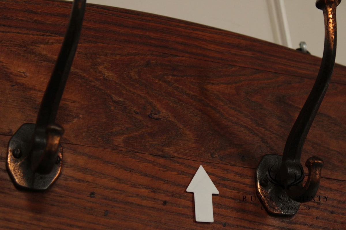 Antique Oak Wall-Mounted Coat Rack
