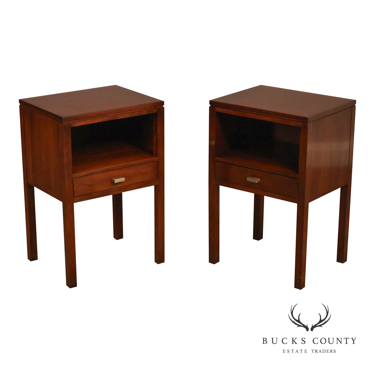 Stickley Metropolitan Collection Pair Of Cherry One-Drawer Open Nightstands