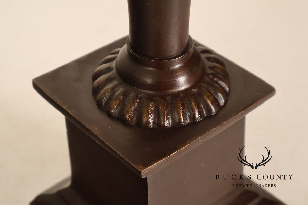 Maitland Smith Bronze Pair Of Neoclassical-Style Candlesticks