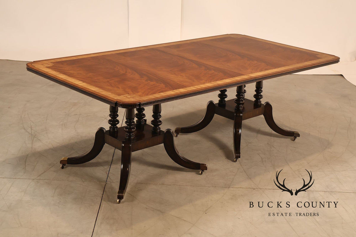 Maitland Smith Greek Key Mahogany & Satinwood Banded Dining Table