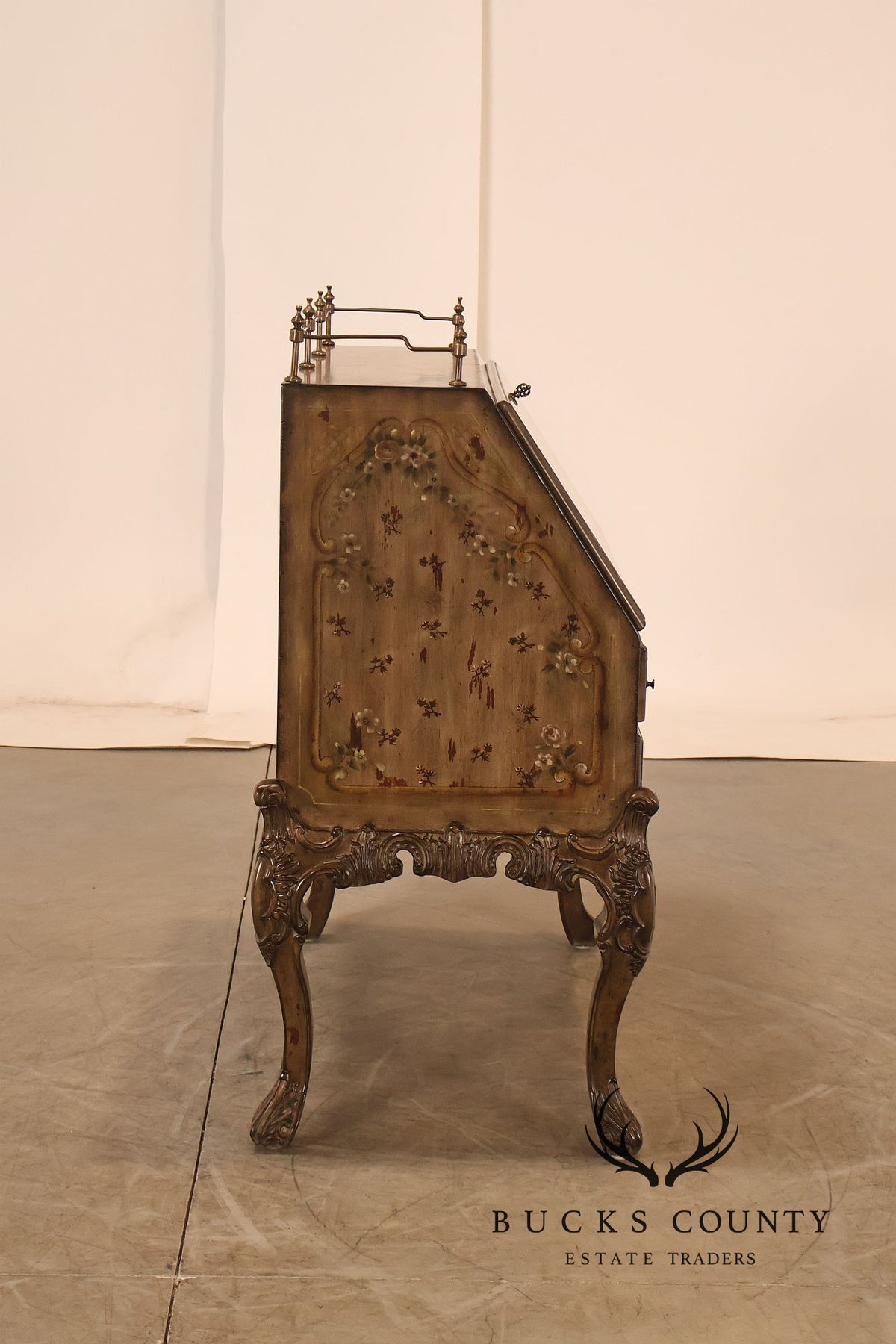 Drexel Heritage Lillian August French Rococo Style Painted Secretary Desk