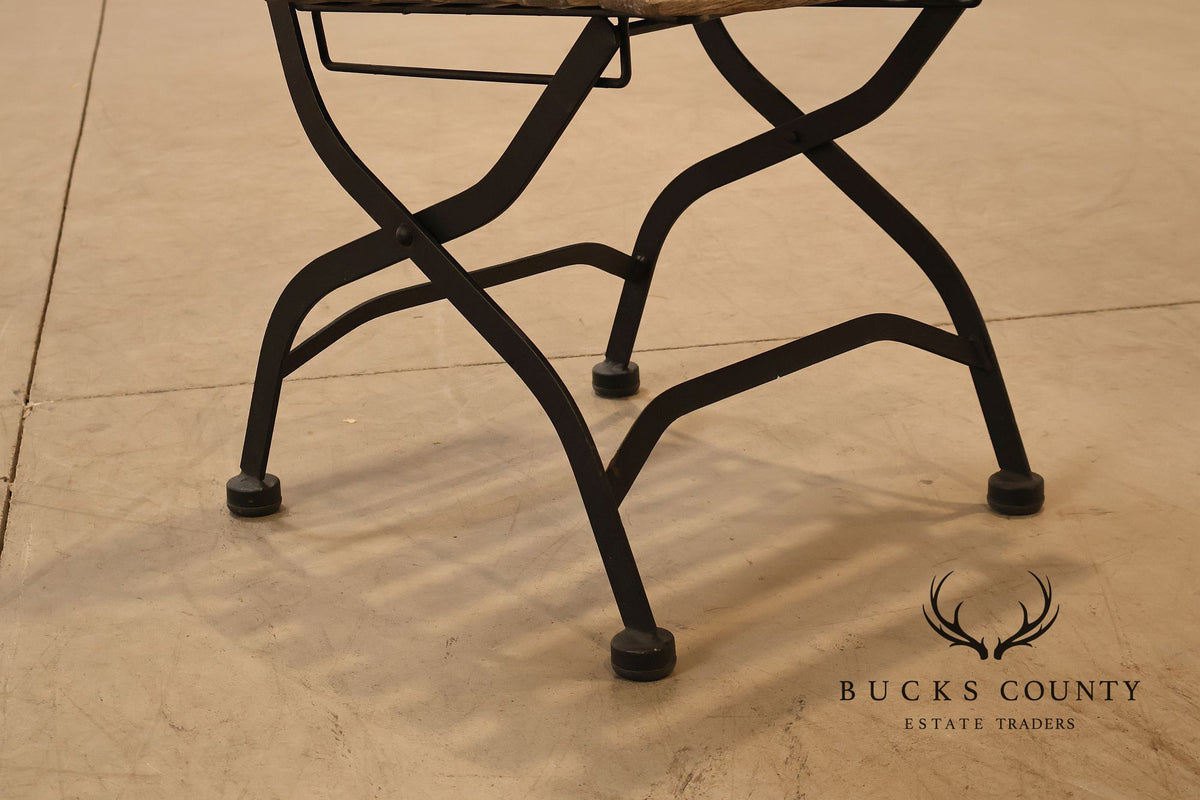 Ballard Designs Giardino 7 Piece Outdoor Dining Set with Teak Table and Iron Chairs