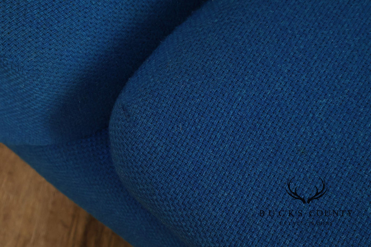 Schnadig Mid Century Modern  Blue Upholstered Swivel Lounge Chair