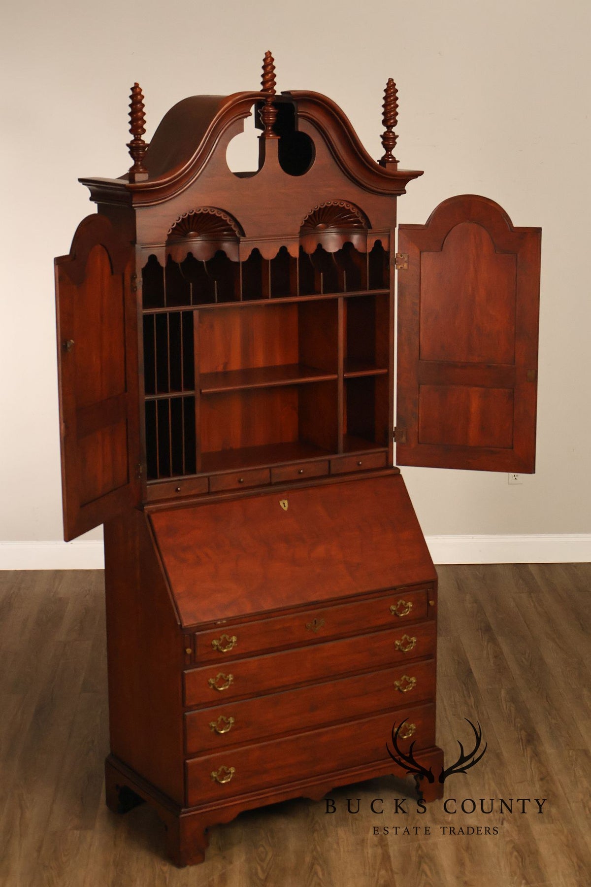 Wright Table Company New England Cherry Secretary Desk Bookcase