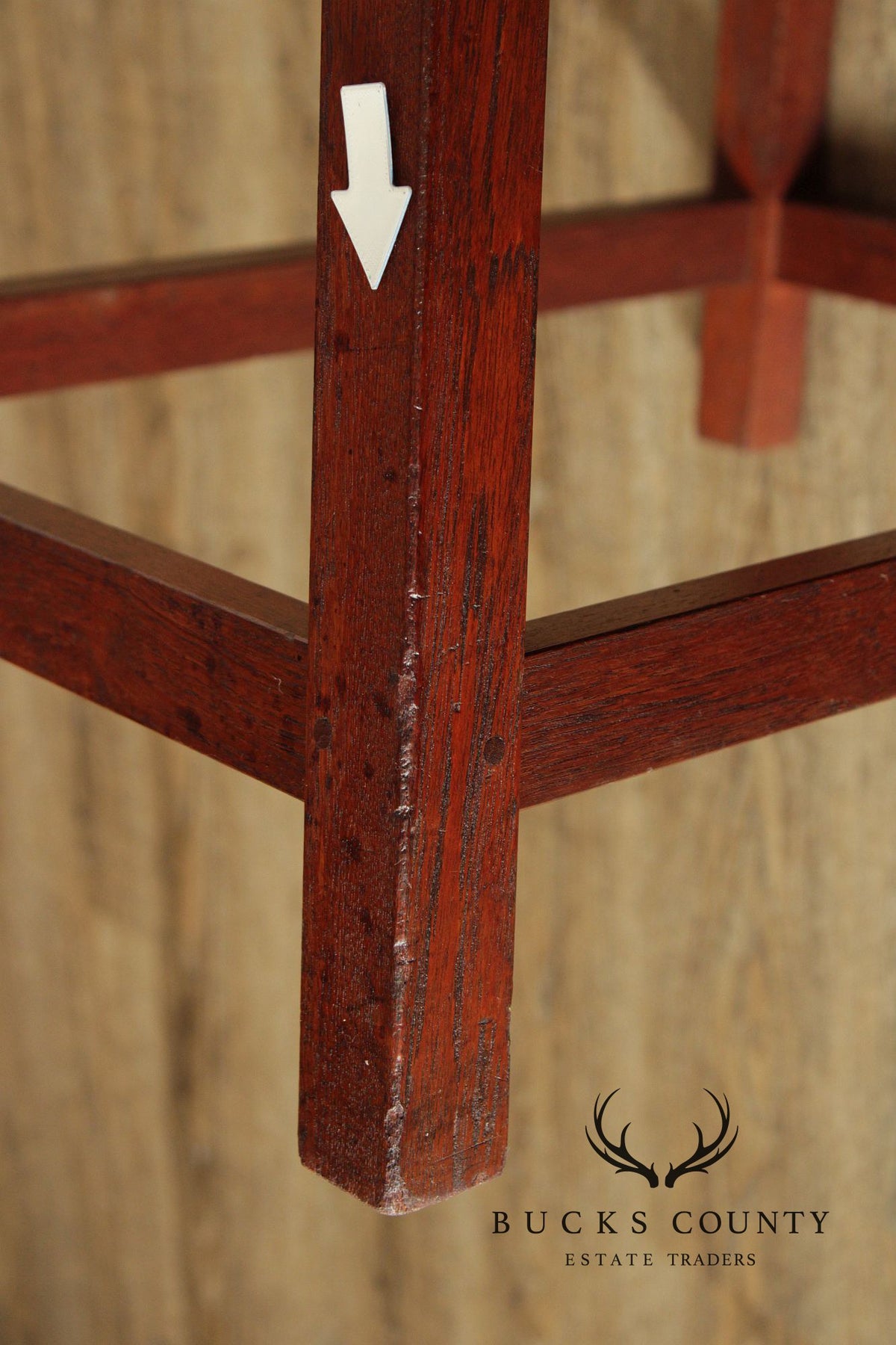 Arts & Crafts Leather Seat Oak Stool