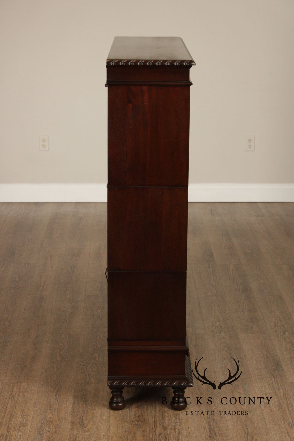 Grand Rapids Antique Mahogany Double Wide Three Stack Barrister Bookcase
