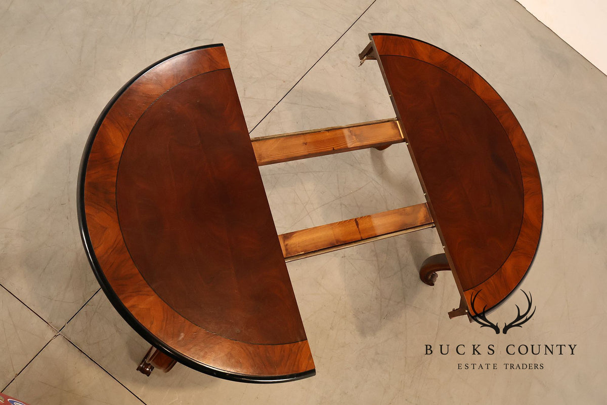 Traditional Round Mahogany Dining Table With Leaf And Banded Top