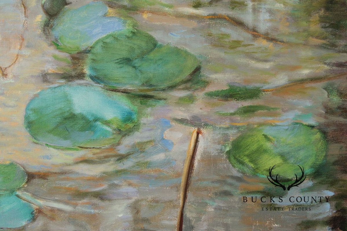 Walter Greer Oil Painting, 'Pond with Galinule'