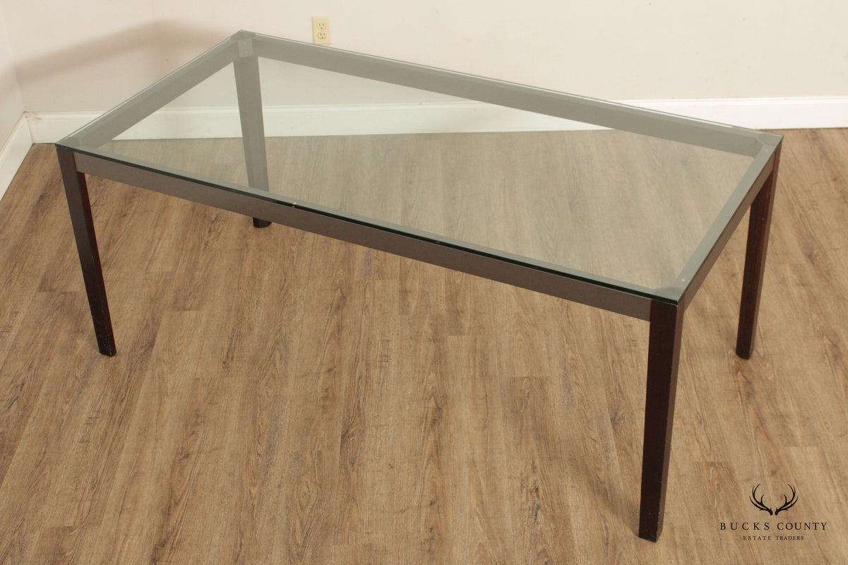 Contemporary Style Glass Top Parsons Dining Table
