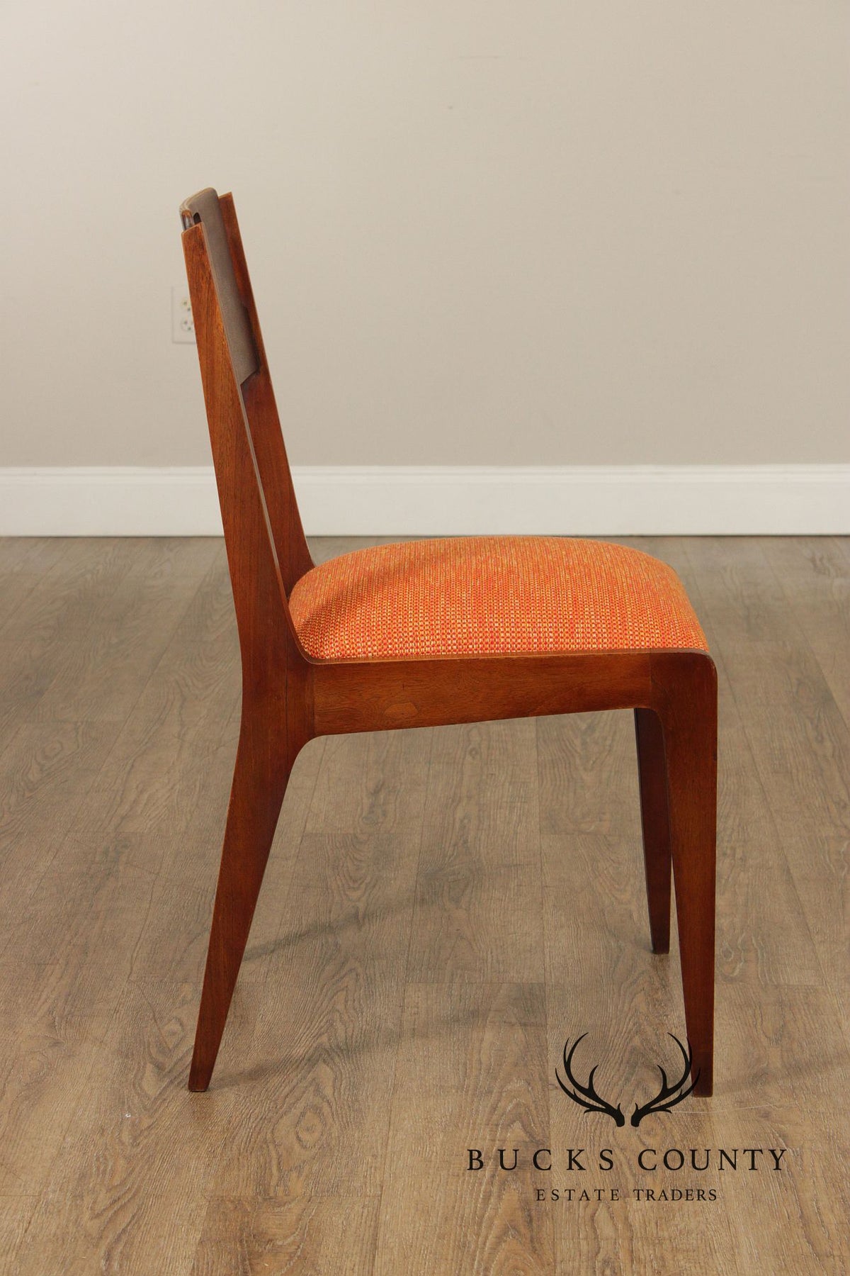 Mid Century Modern Walnut Set Of Four Dining Chairs