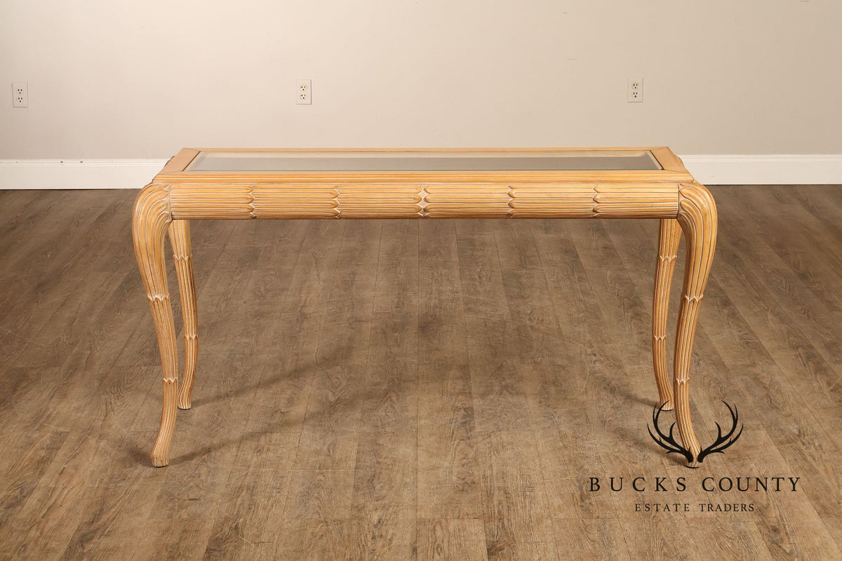 Hollywood Regency Narrow Glass Top Sofa Table