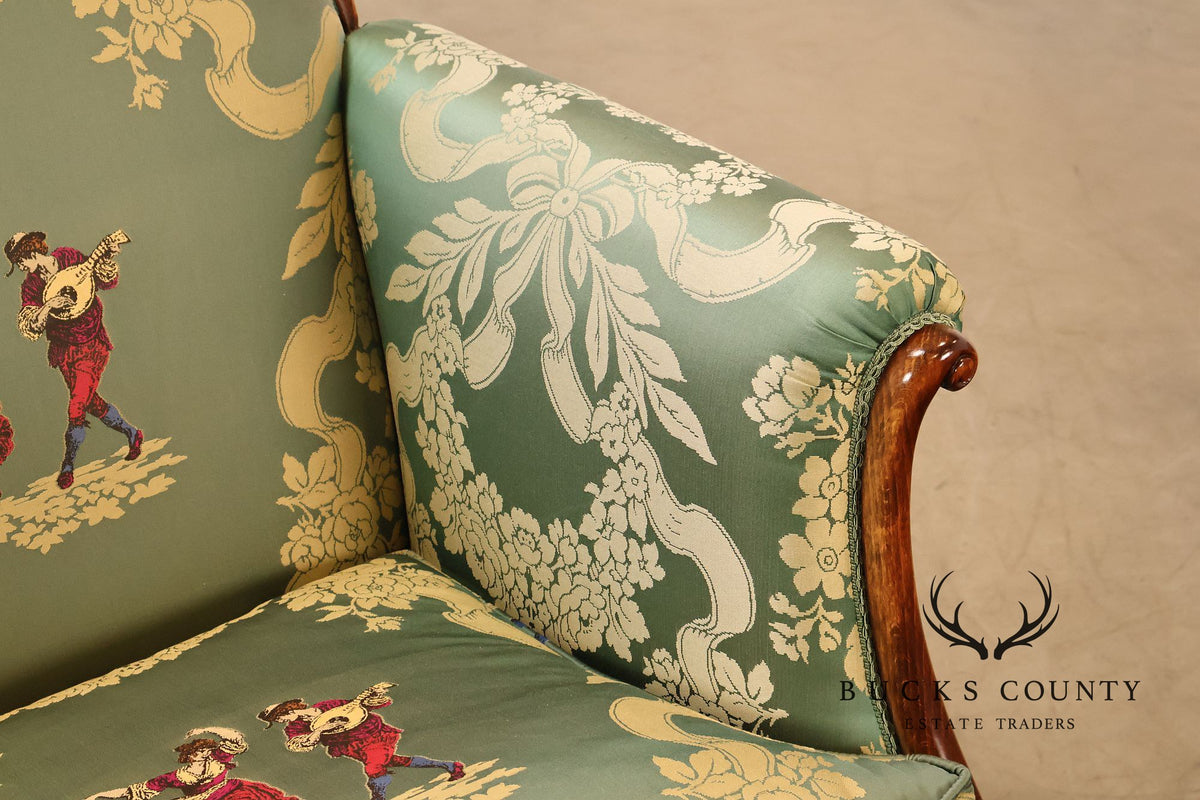 Colombo Mobili Louis XVI Style Pair Of Upholstered Bergeres Armchairs