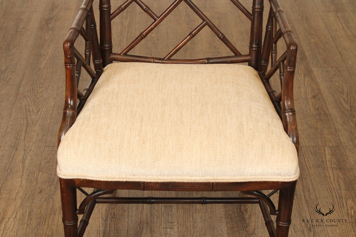 CHINESE CHIPPENDALE STYLE FAUX BAMBOO ARMCHAIR