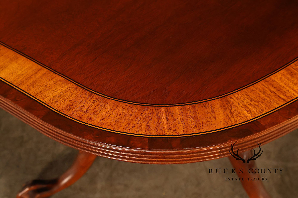 Ethan Allen Georgian Style Double Pedestal Mahogany Dining Table