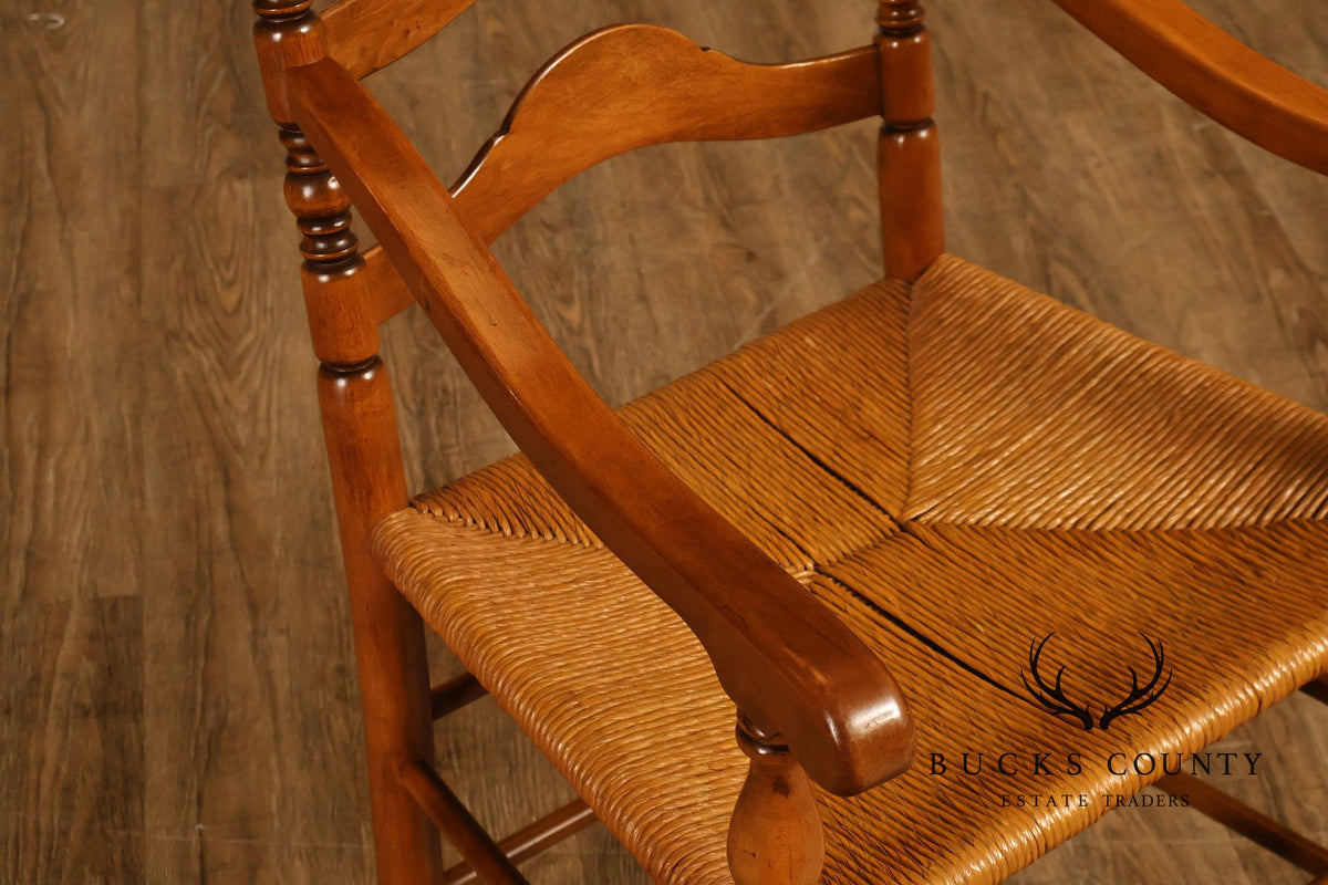 Vintage Set Of 12 Maple Rush Seat Ladderback Dining Chairs