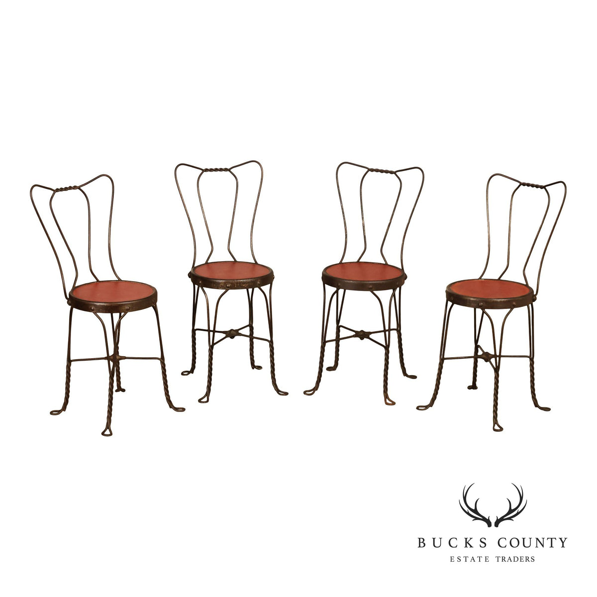 Set of 4 Vintage Wrought Iron Ice Cream Parlor Chairs