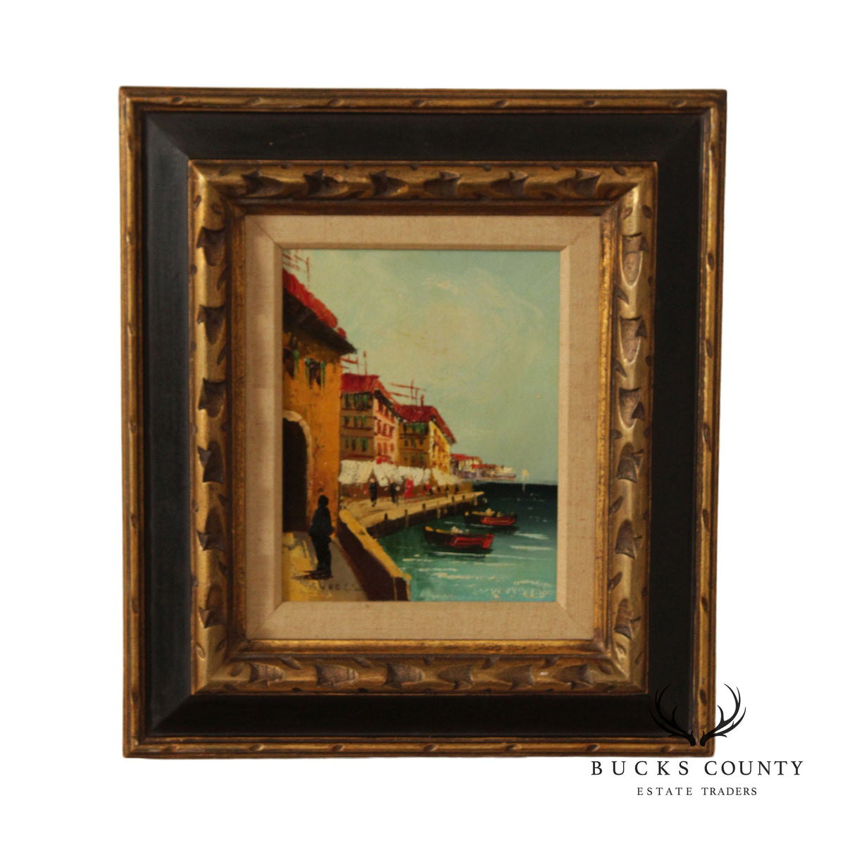 Signed Oil on Canvas, On the Quay