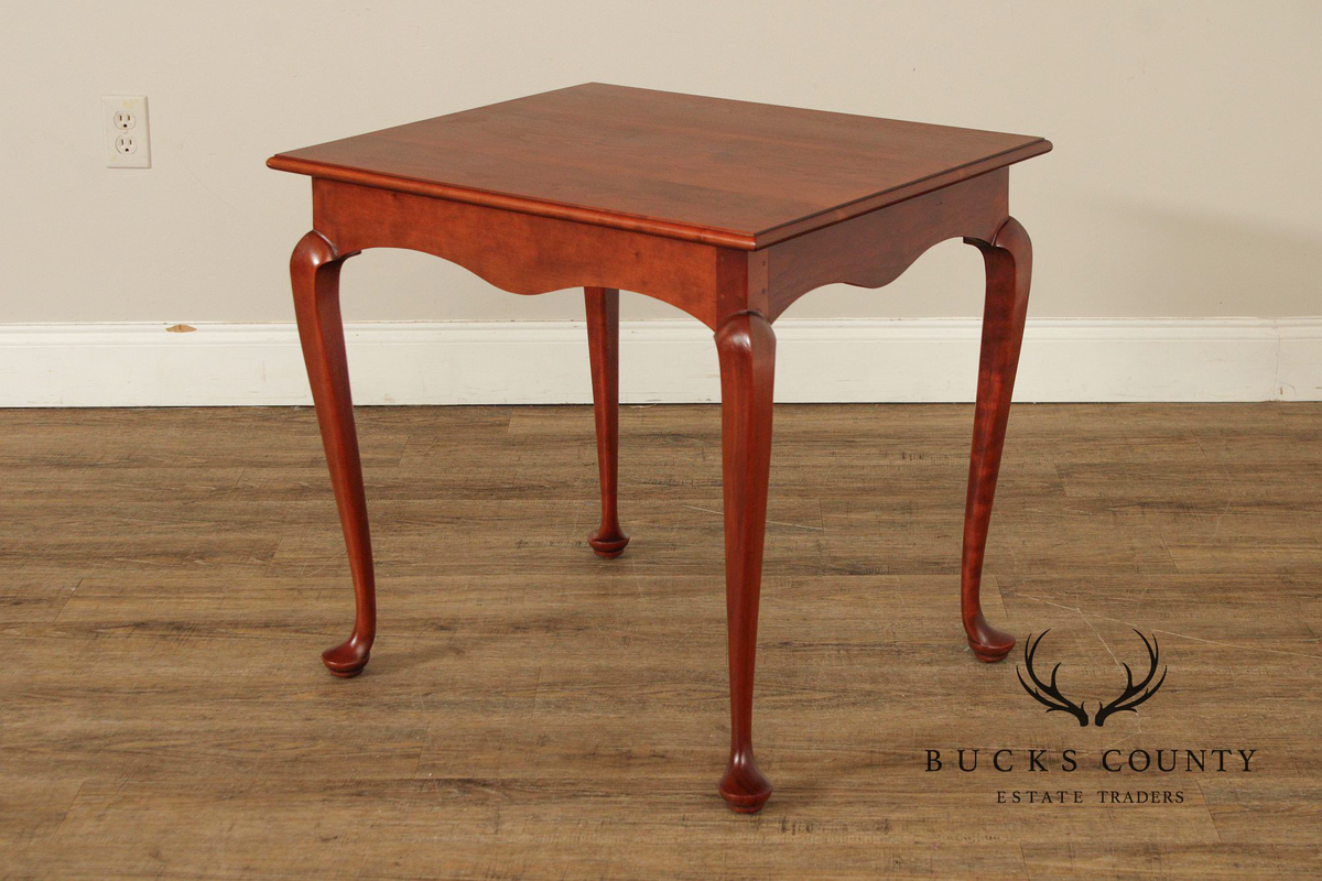 Queen Anne Style Bench Made Pair of Cherry End Tables
