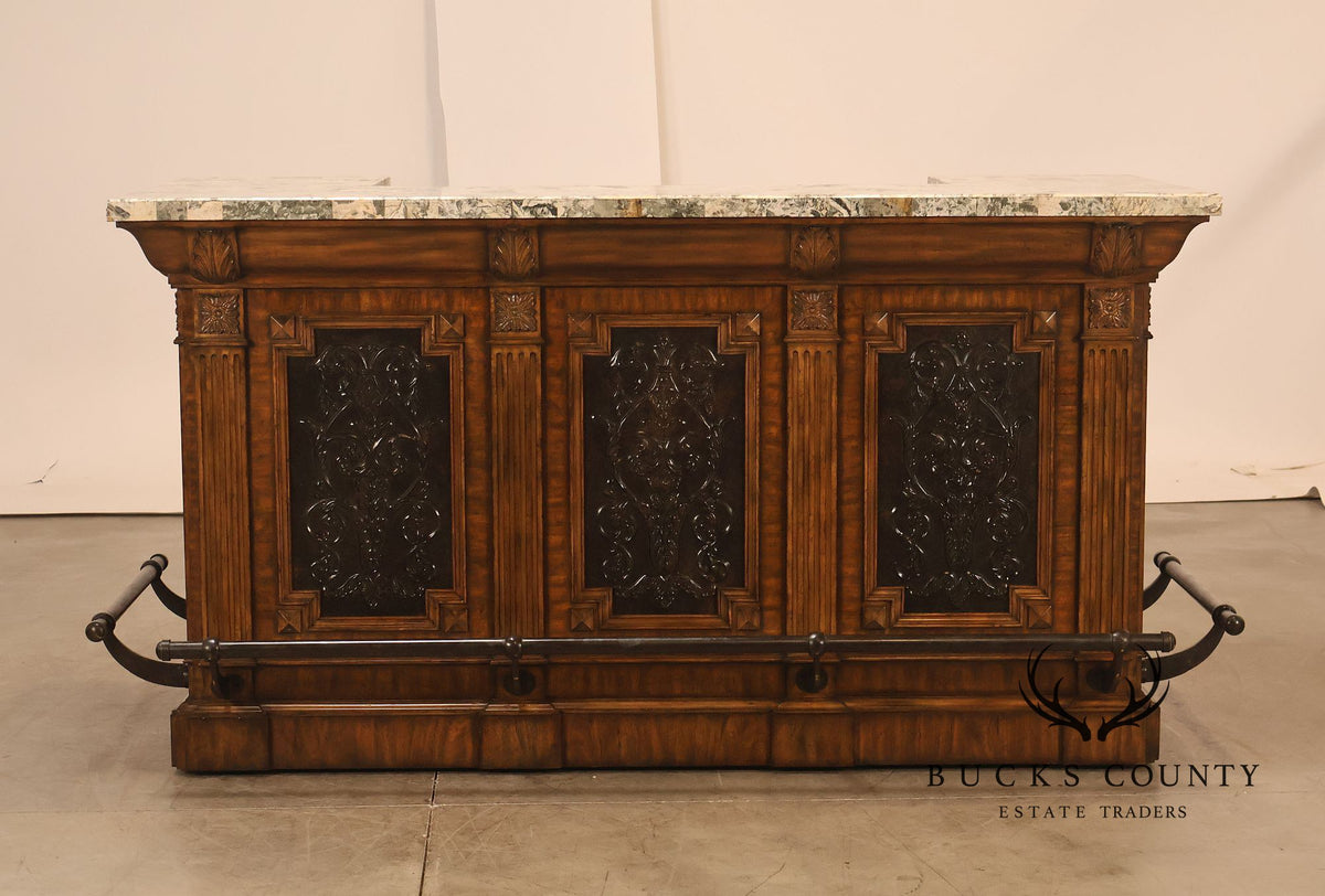 Maitland-Smith Neoclassical Style Faux Marble Top Home Bar