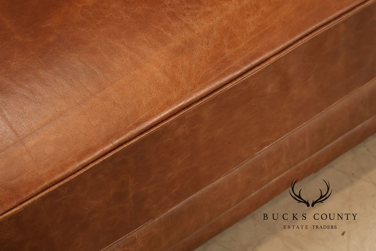 Art Deco Style Brown Leather Sofa