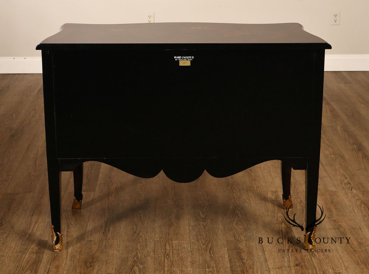 Maitland Smith Chinoiserie Hand Painted Bombe Chest