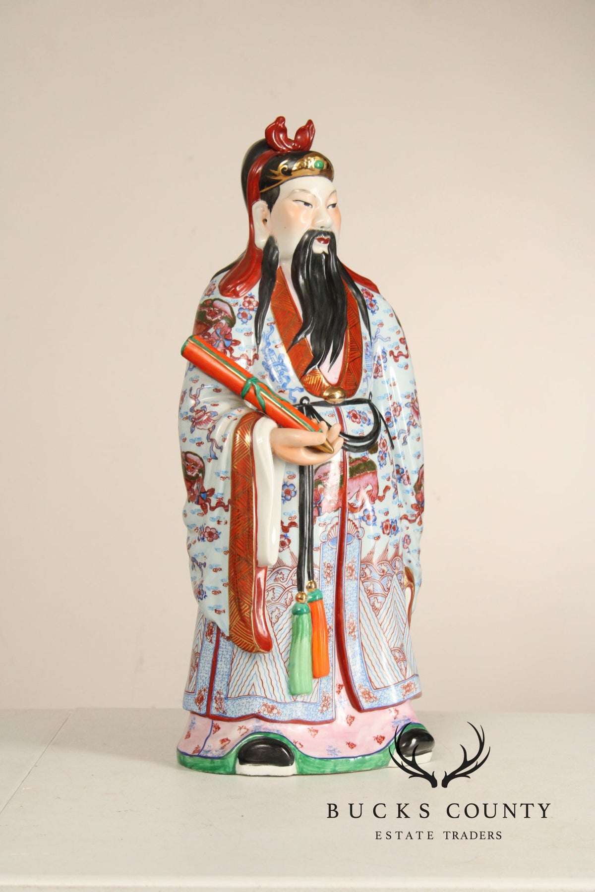 Set Of 3 Chinese Porcelain Fu Lu Shou Immortal Figurines