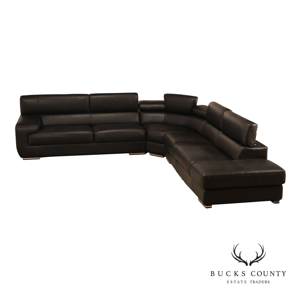 Italian Homes Contemporary Black Leather Sectional Sofa