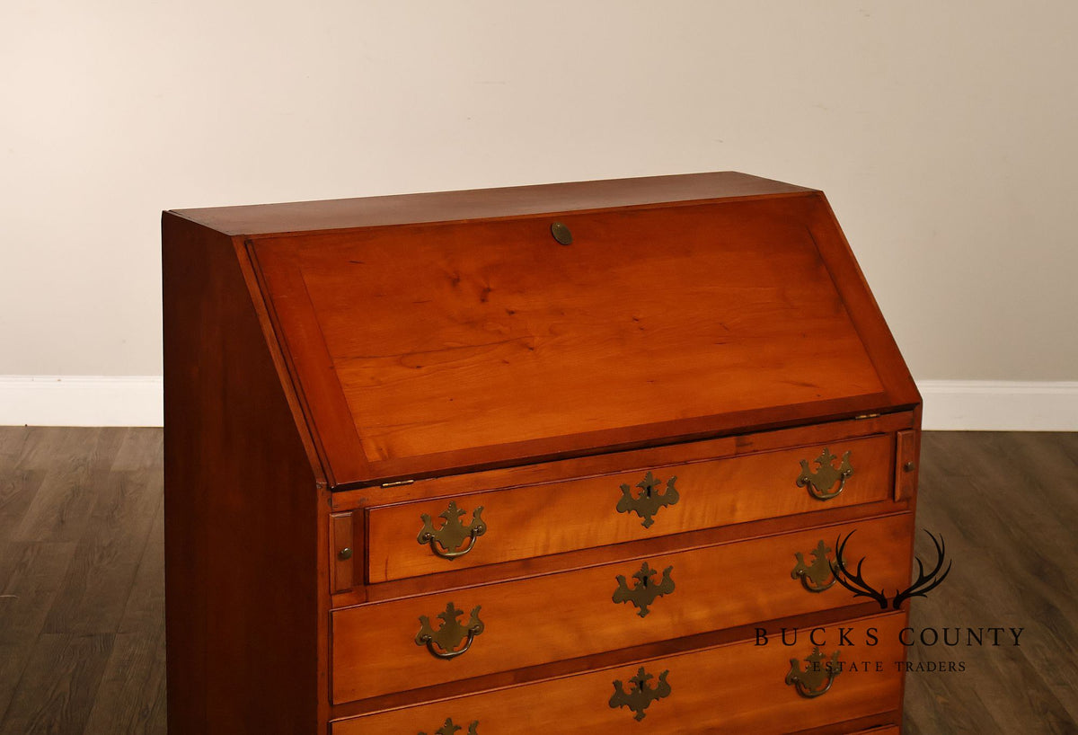 Antique Traditional Cherry Slant-Front Secretary Desk With Secret Compartments