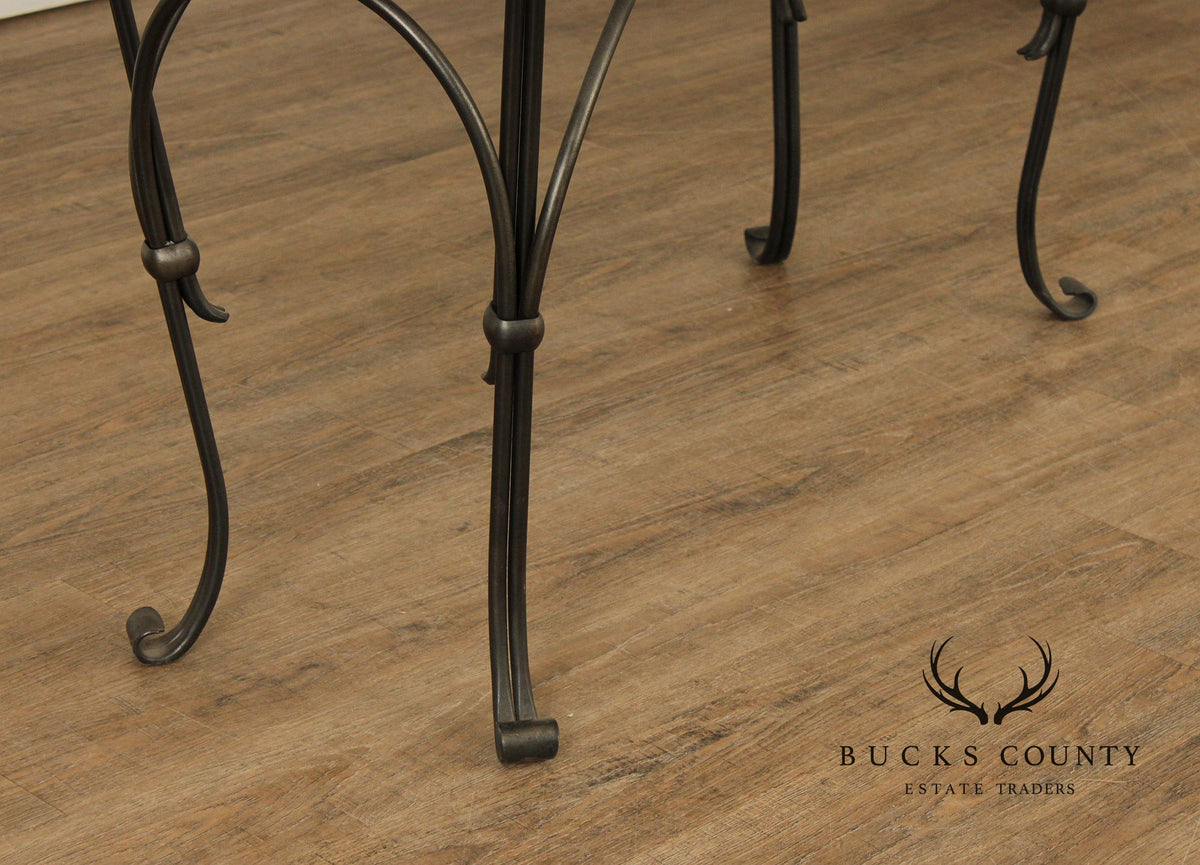 QualityForged Iron and Hammered Copper Top Console Table