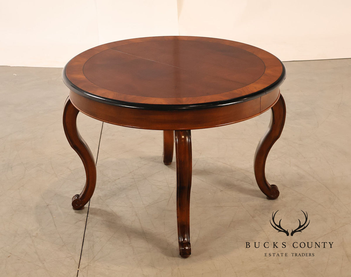 Traditional Round Mahogany Dining Table With Leaf And Banded Top