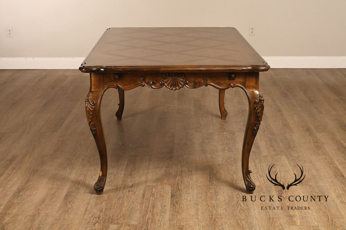 French Country Parquetry Top Expandable Dining Table