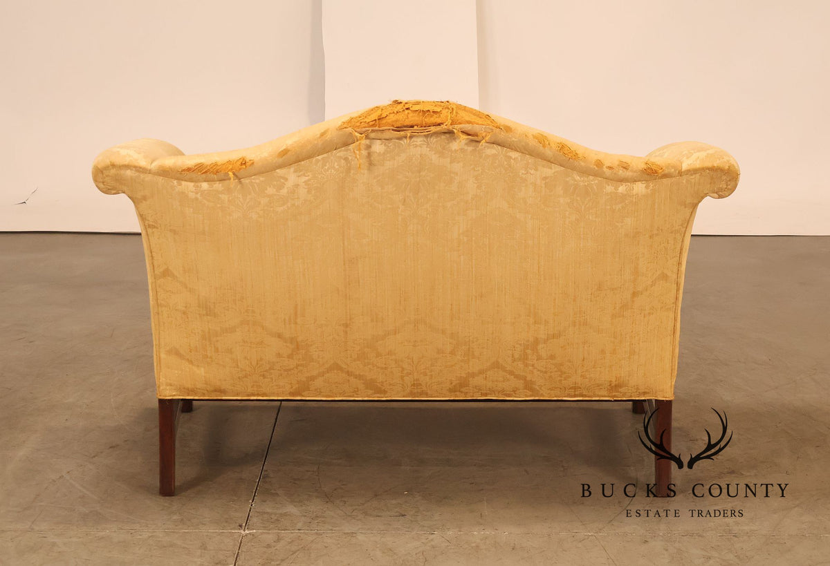 Chippendale Style Vintage Camelback Mahogany Loveseat Frame