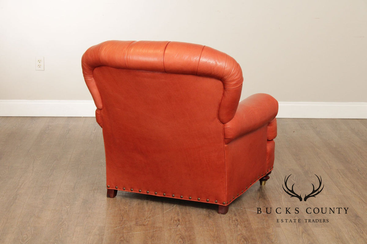 Dapha English Traditional Style Leather Chesterfield Armchair