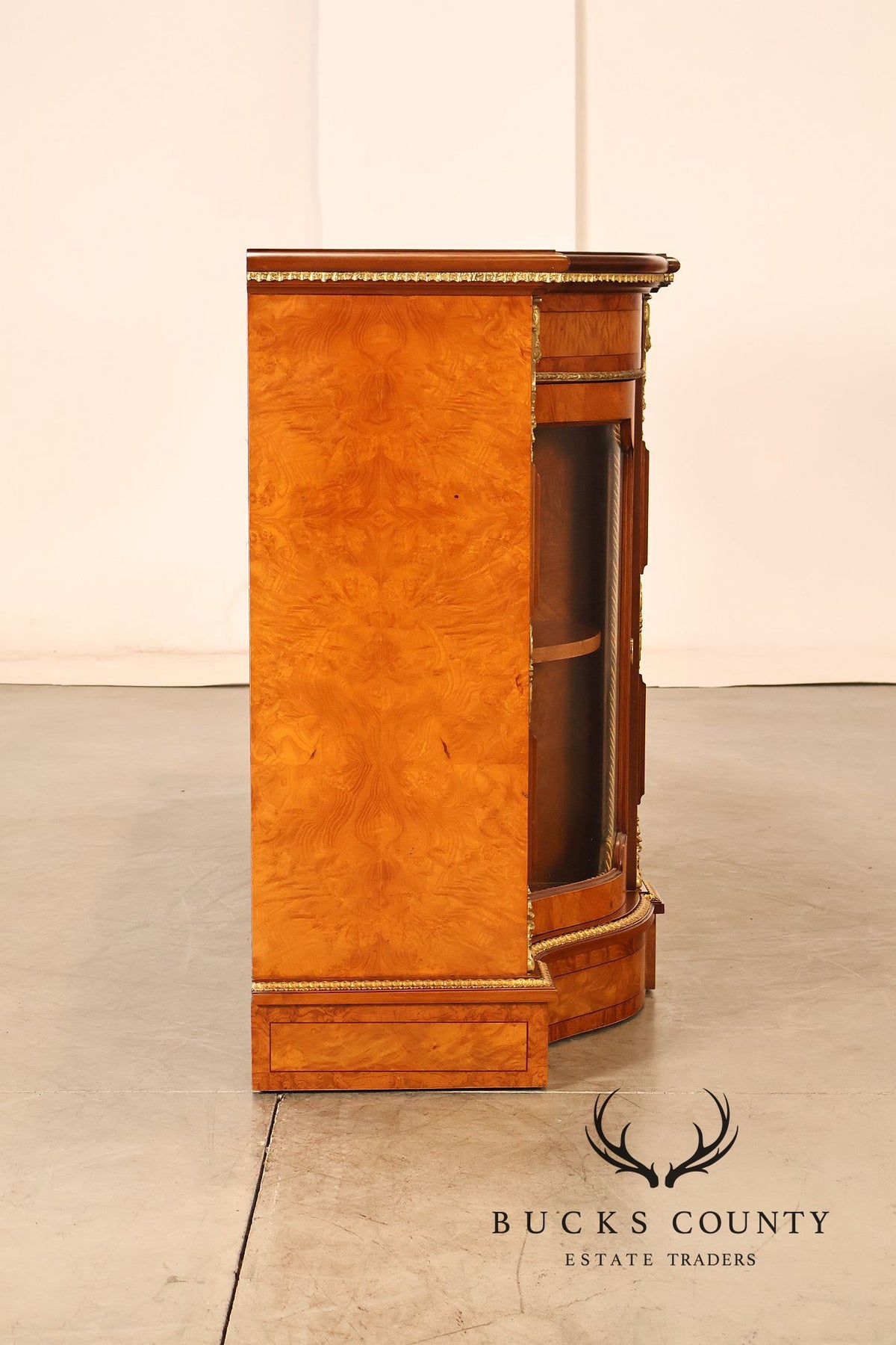 Italian Neoclassical Style Burl Wood Sideboard Credenza