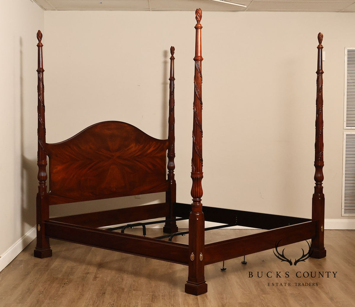 Henkel Harris Carved Mahogany King Poster Bed