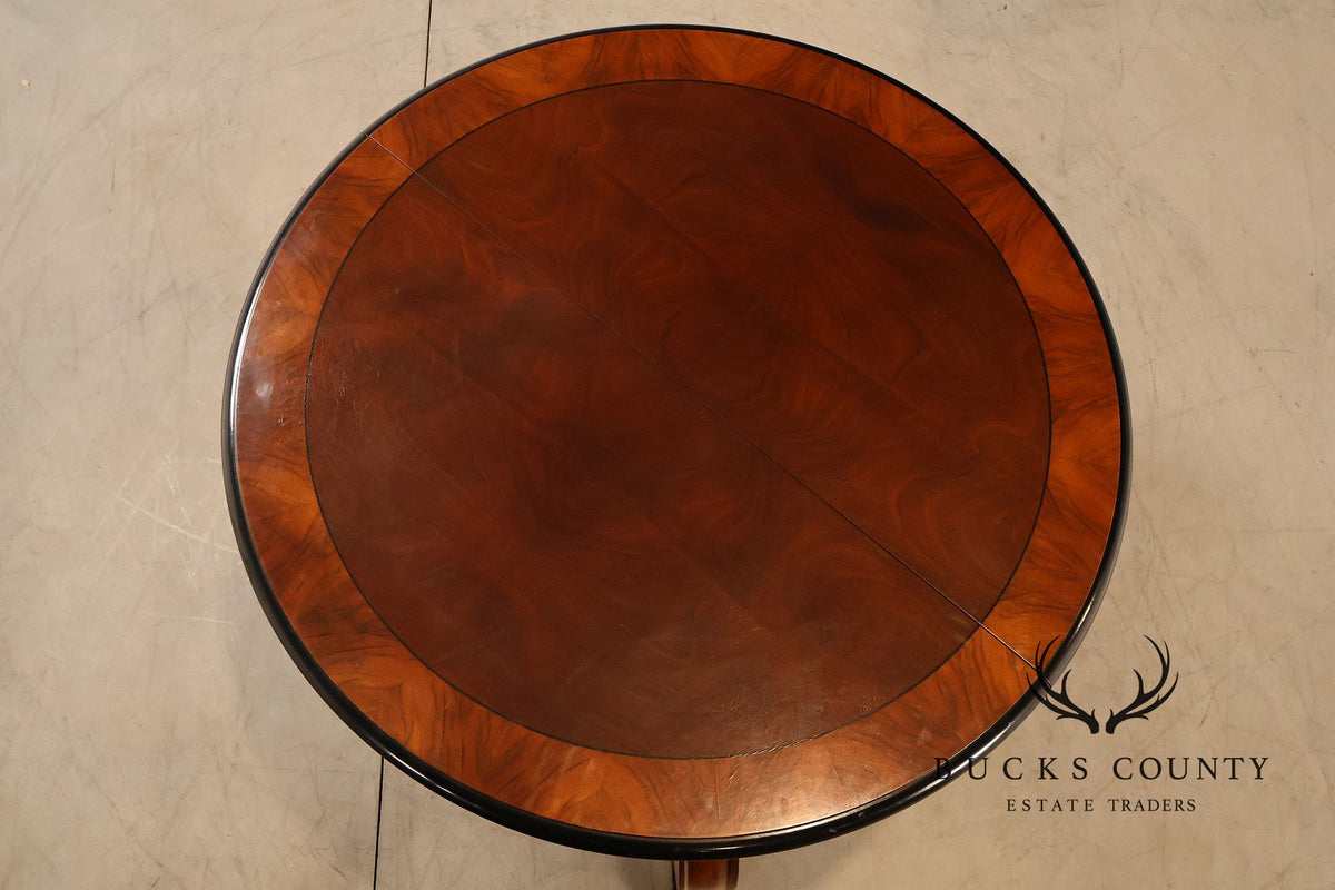 Traditional Round Mahogany Dining Table With Leaf And Banded Top