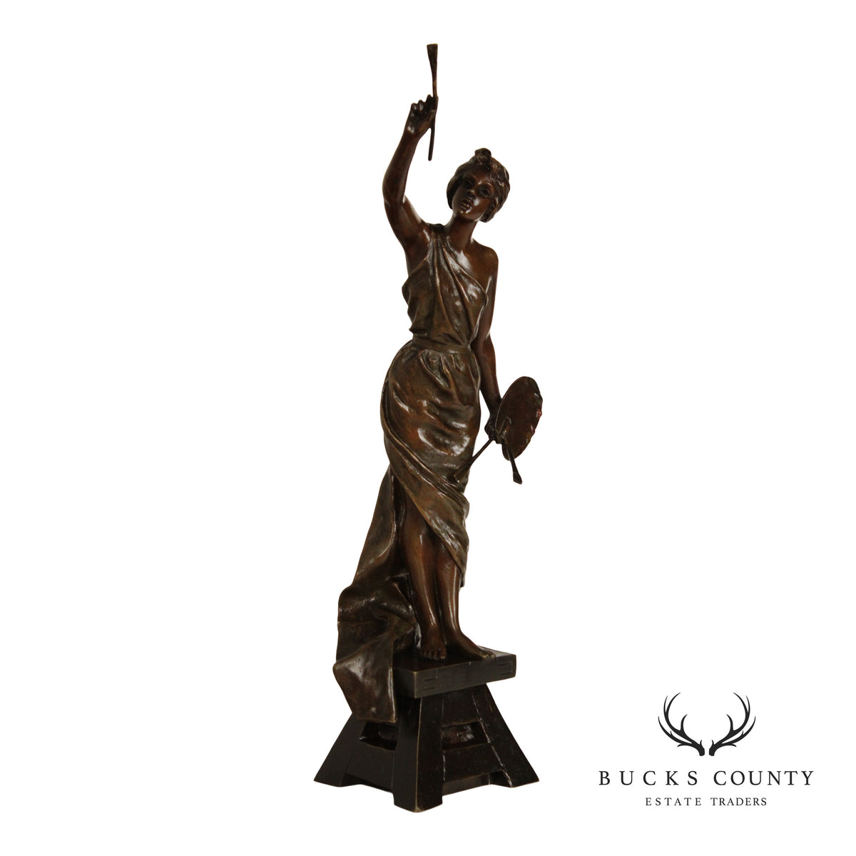 Emmanuel Villanis Bronze Statue, 'L'Amour de L'Art'