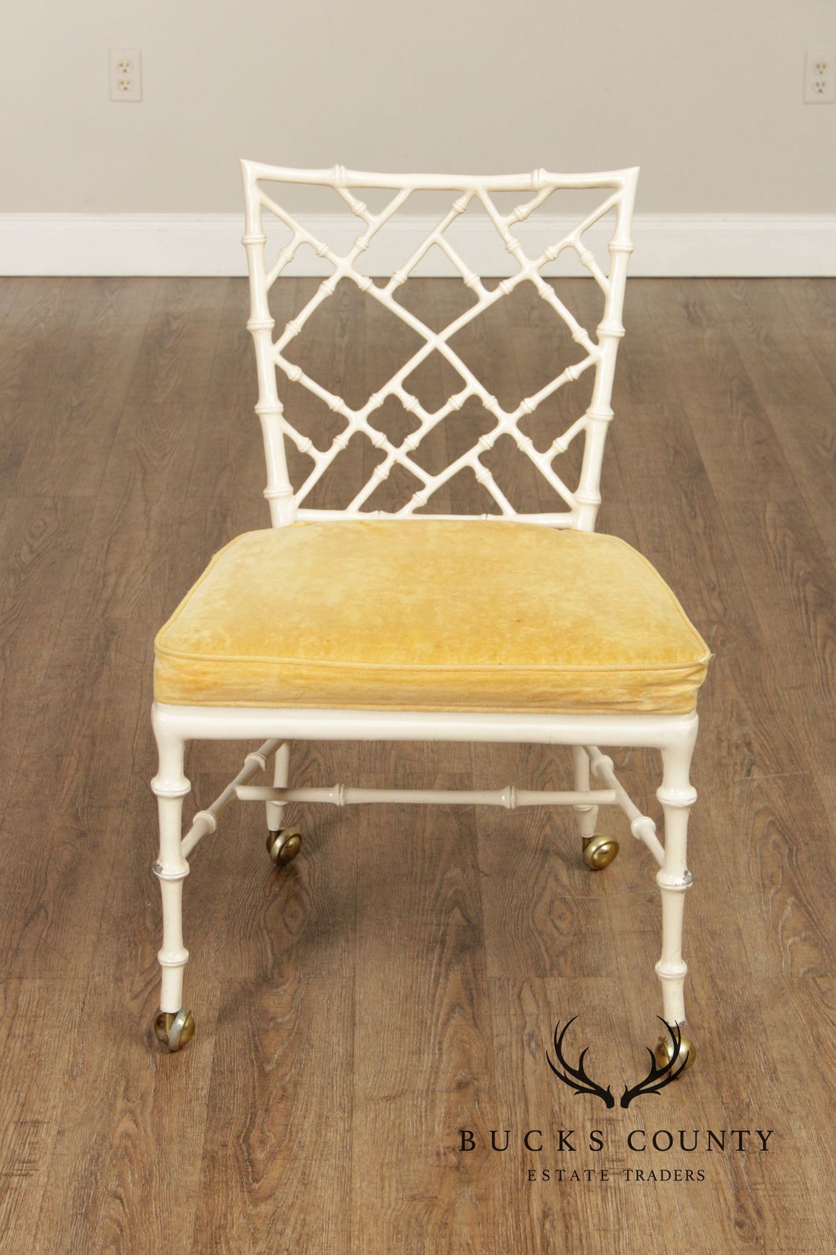 Kessler Industries Hollywood Regency Faux Bamboo Set of Four Painted Dining Chairs