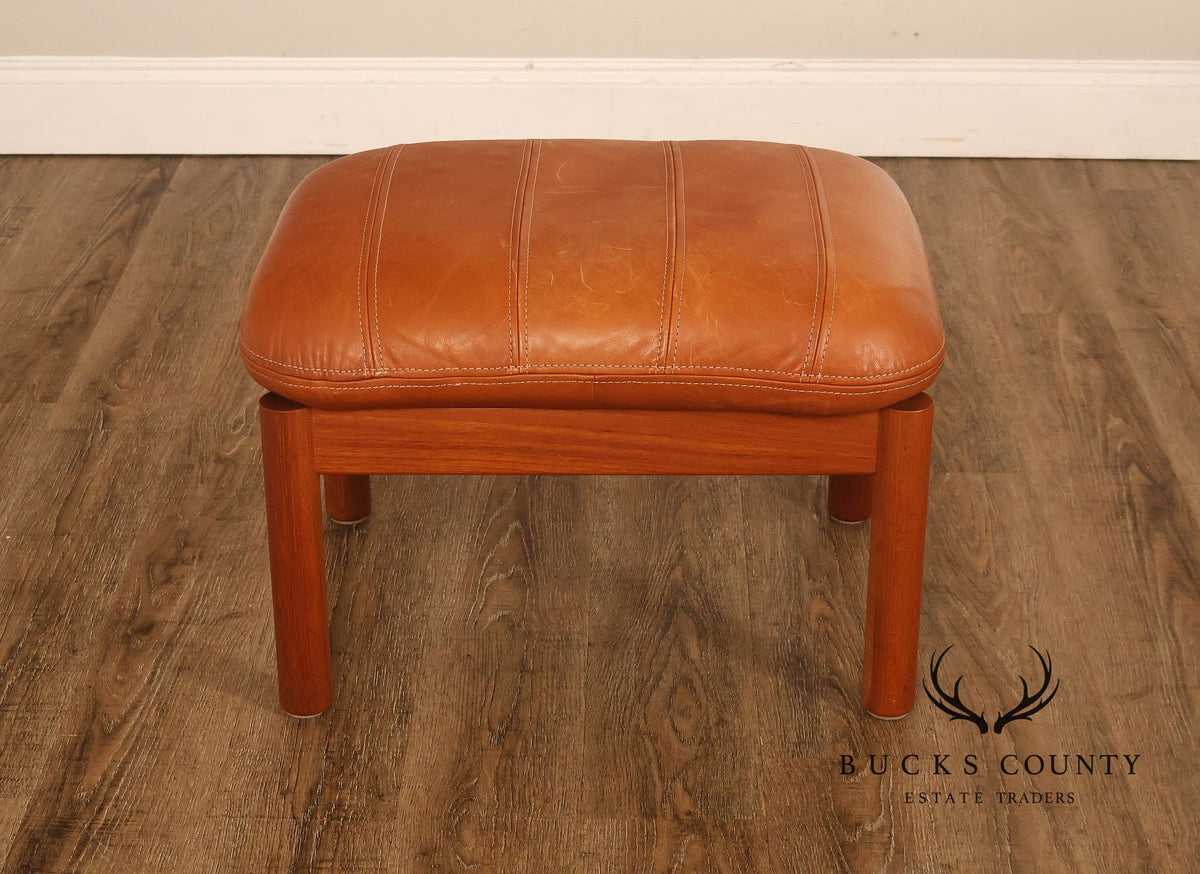 Thams Kvalitet Danish Modern Teak and Leather Ottoman