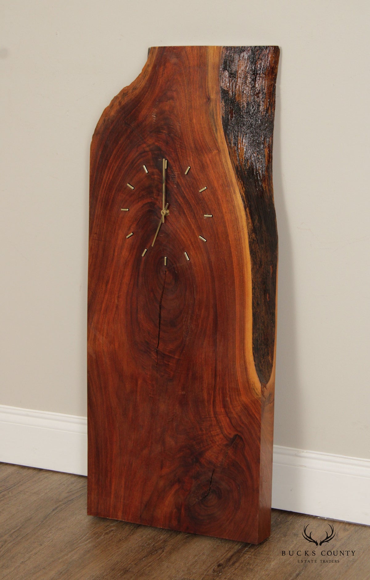 Mid Century Modern Style Live Edge Solid Wood Slab Wall Clock