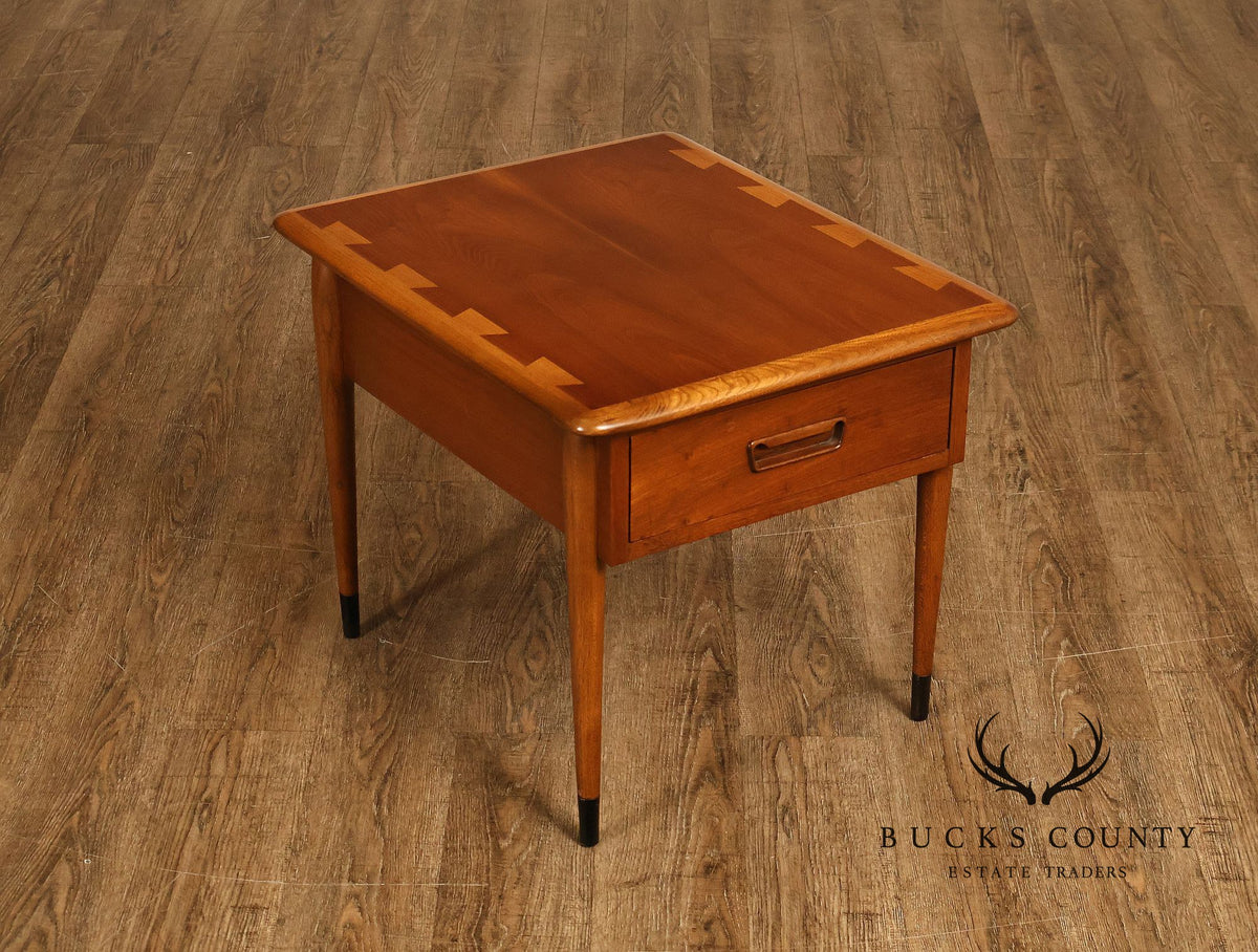 Mid Century Modern Pair Of Lane Acclaim Walnut One Drawer End Tables