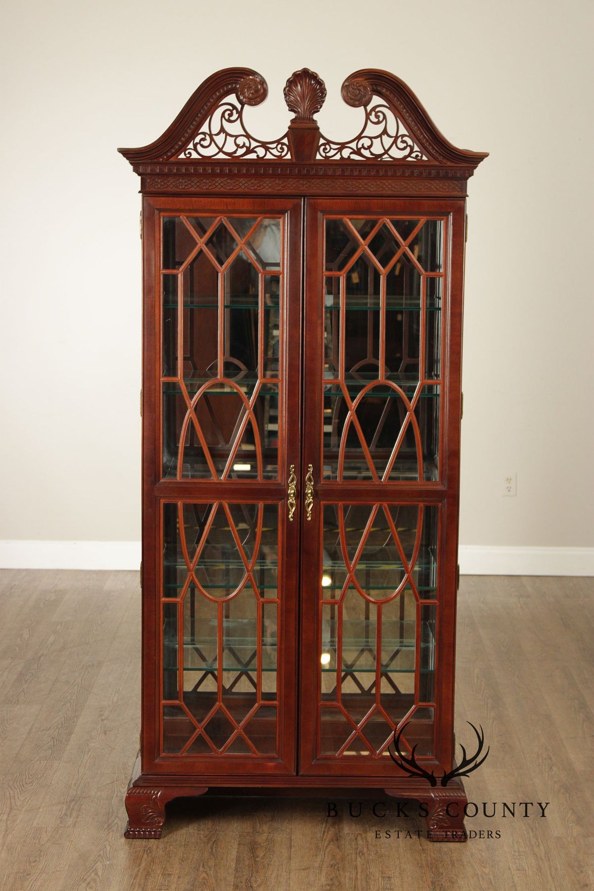 Chinese Chippendale Style Mahogany Display Cabinet