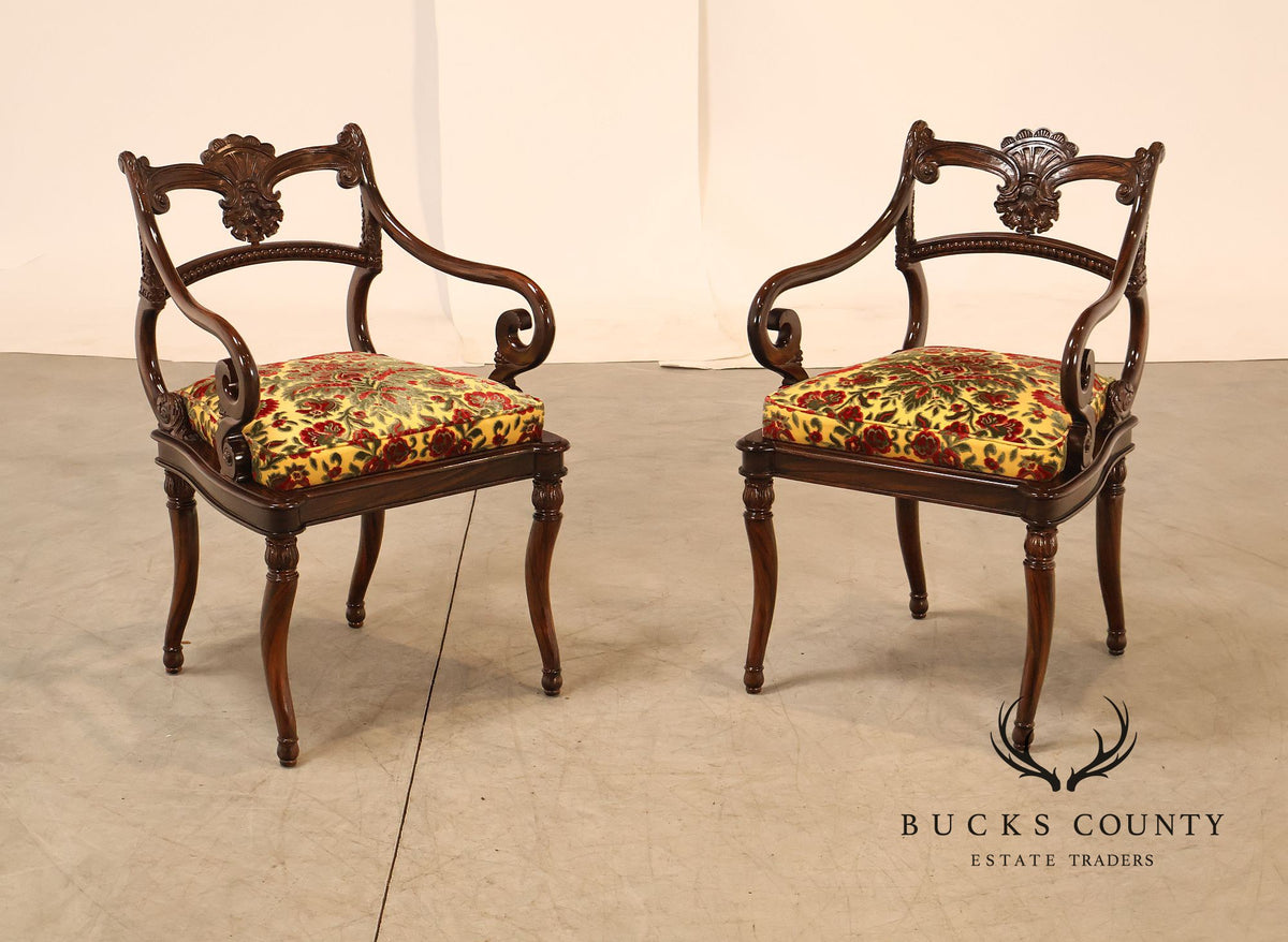 Smith & Watson Pair of Carved Mahogany Armchairs